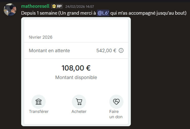 Preuve 600€ en une semaine